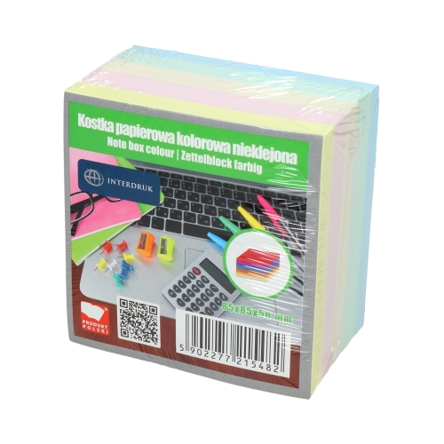 Karteczki 85x85x500 kolor nieklejone Interdruk