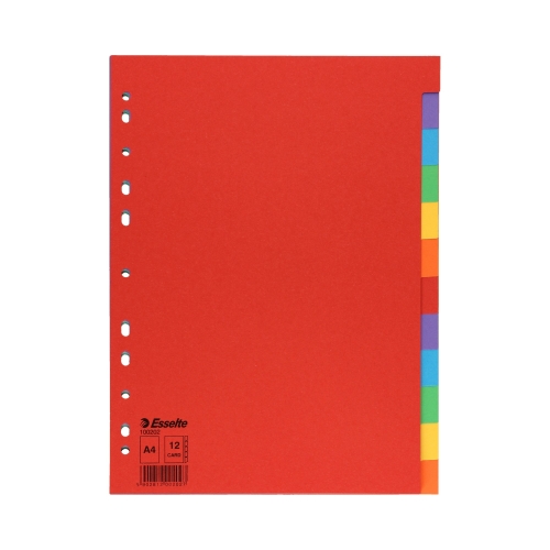 Przekładki kartonowe A4 12k kolorowe Esselte 100202