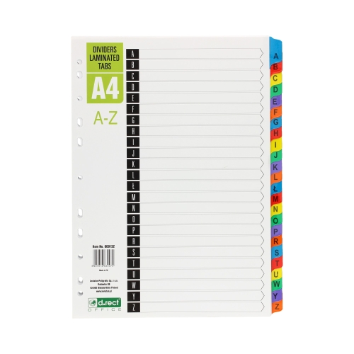 Przekładki kartonowe A4 A-Z laminowane E39550