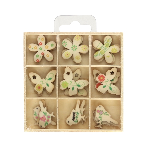 Ozdoby drewniane pudełko Ptaki/Motyle (27)