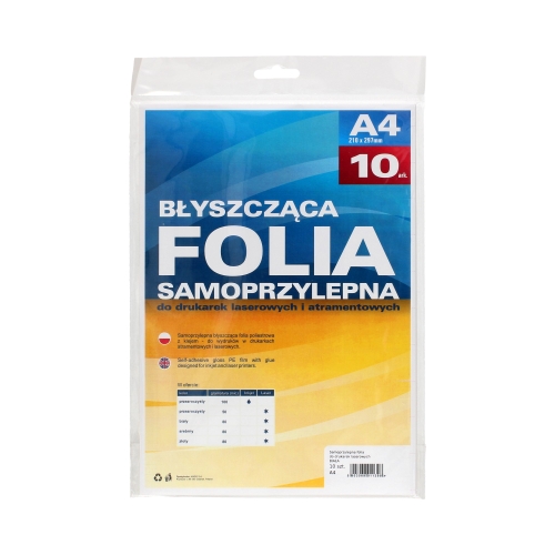 Folia A4 biała samoprzylepna do drukarek laserowych Argo (10)