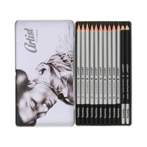 Zestaw do szkicowania - 12szt. ołówków opak. metalowe Colorino 80118PTR