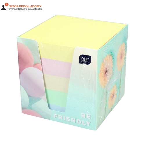 Karteczki 90x90x90 mix/pastel kartonowy pojemnik Interdruk