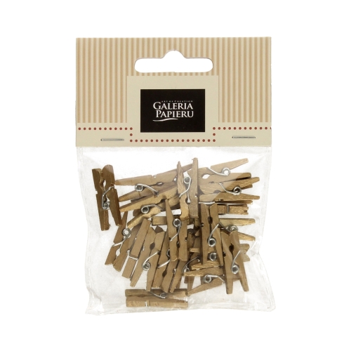 Klamerki drewniane 25mm złote (25)