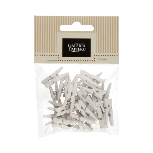 Klamerki drewniane 25mm białe (25)