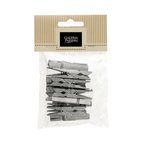 Klamerki drewniane 47mm srebrne (12)