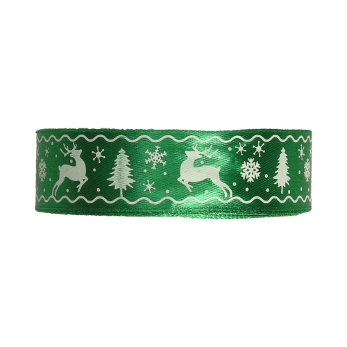 Wstążka satynowa 25mmx22m zielona - motyw święta Brewis WSX25-16