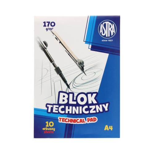 Blok techniczny A4/10 biały 170g Astra 106119004