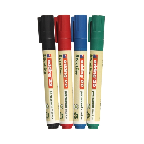 Marker permanentny 1.0-5.0mm 4kol ścięty Edding 22 EcoLine