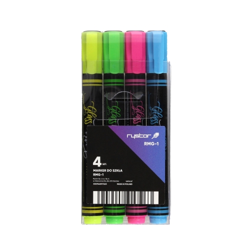 Markery do szkła 1.5-3.0mm 4kol okrągłe Rystor New RMG1