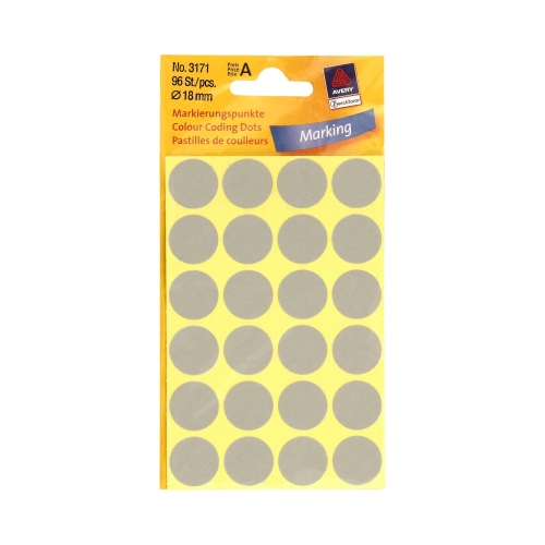 Etykiety oznaczeniowe fi18 szare Kropki Zweckform 3171 (96)