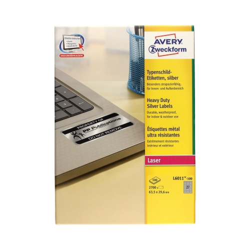 Etykiety znamionowe 63.5x29.6 srebrne Zweckform L6011 (100)