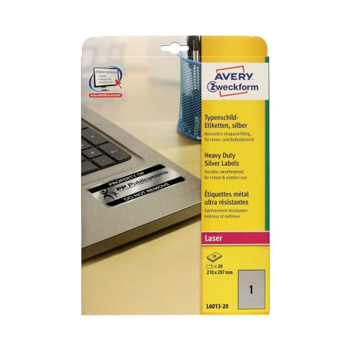 Etykiety znamionowe 210x297 srebrne Zweckform L6013 (20)