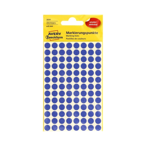 Etykiety oznaczeniowe fi8 niebieskie Zweckform usuwalne (416)