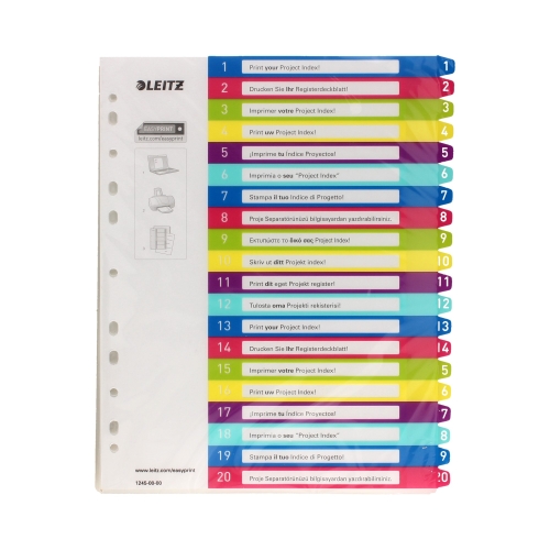 Przekładki PP A4 1-20 WOW Leitz