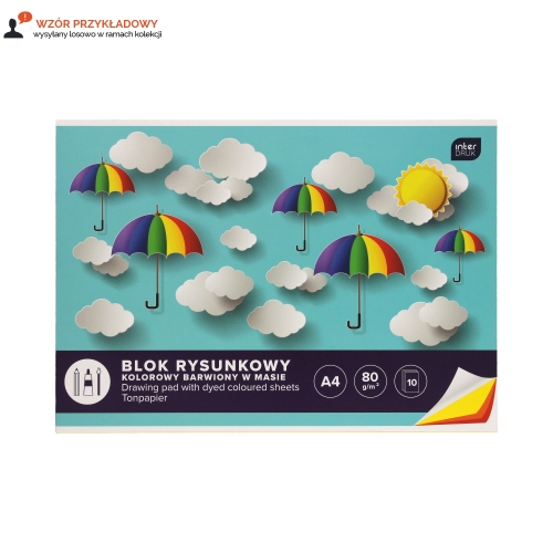 Blok rysunkowy A4/10 kolor barwiony Interdruk 80g