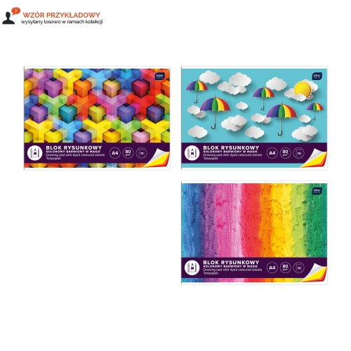 Blok rysunkowy A4/10 kolor barwiony Interdruk 80g