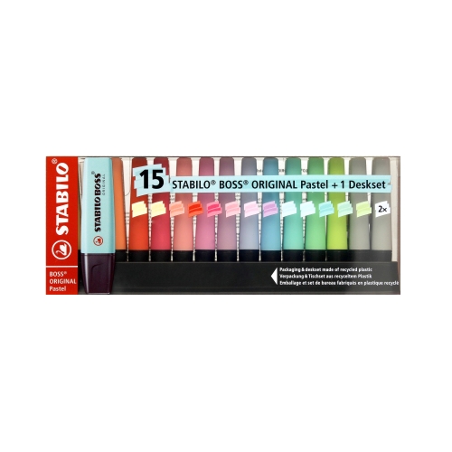 Zakreślacz 15kol pastelowych Boss Stabilo