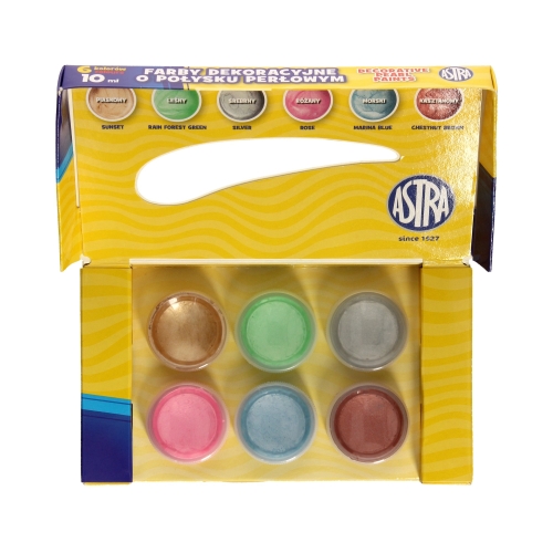 Farby dekoracyjne 6kol 10ml perlowe