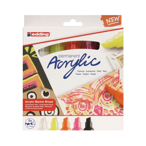 Markery akrylowe 5-10mm neon 5kol Edding 5000/5S