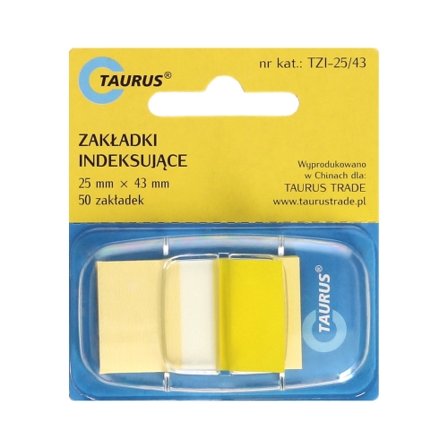 Zakładki indeksujące 25x43/50 żółte Taurus
