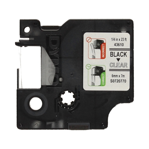 Taśma 6mmx7m czarno/przezroczysta Dymo