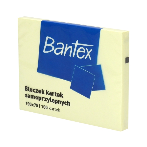 Karteczki samoprzylepne 75x100/100 żółte Bantex