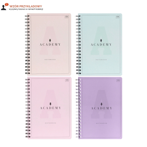 Kołozeszyt A4/100 kratka Academy pastel Interdruk 90g