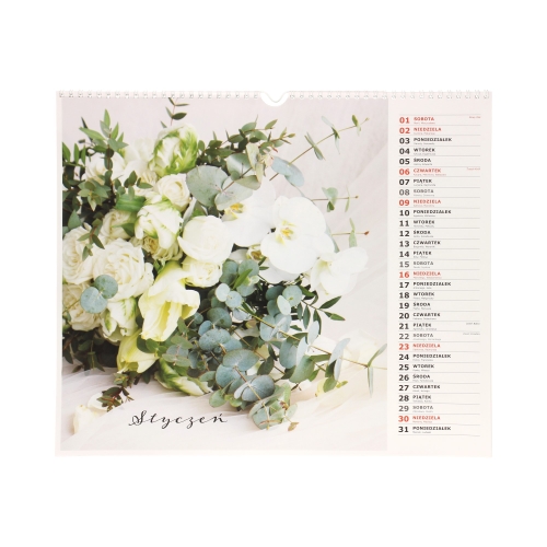Kalendarz planszowy 33.5x40 Kwiaty Interdruk