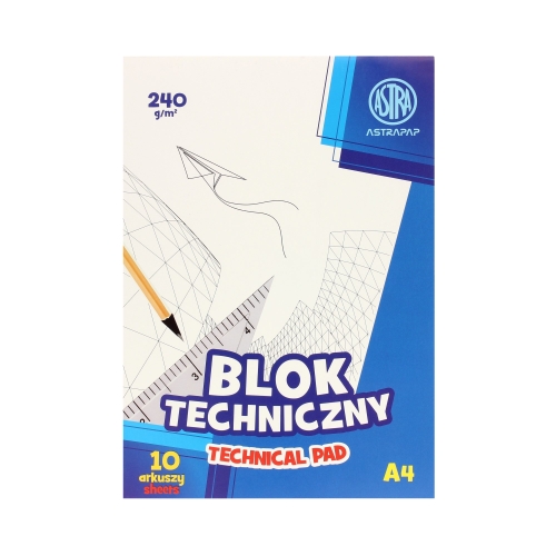Blok techniczny A4/10 biały 240g Astra 106119006