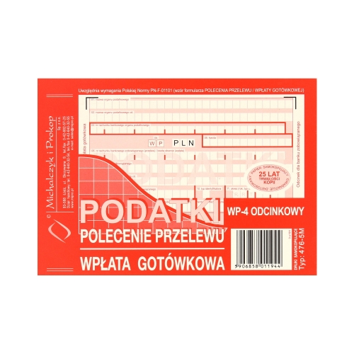 Polecenie przelewu A6 4odc podatki MP 476-5