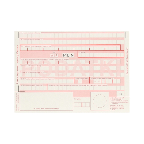 Polecenie przelewu A6 4odc podatki MP 476-5