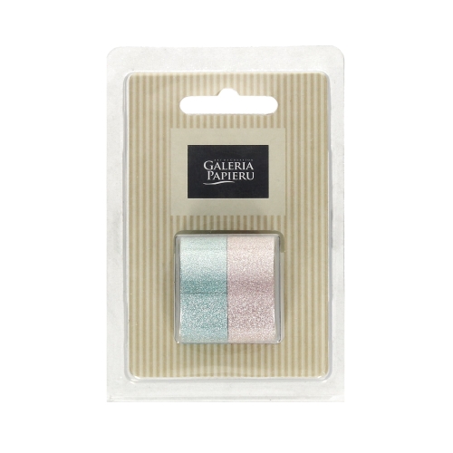 Taśma samoprzylepna 15mmx3mb brokat błękit i róż (2)