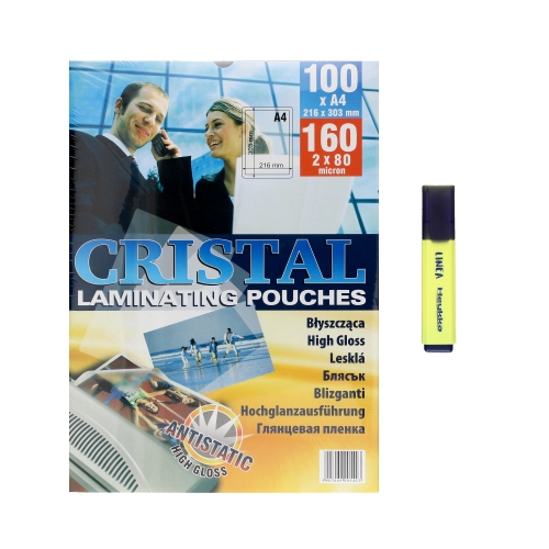 Folia do laminacji A4 80mic + zakreślacz Heykka gratis