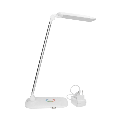 Lampa biurowa stojąca biała LED + ładowarka USB Platinet