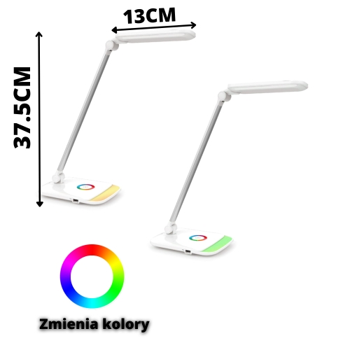 Lampa biurowa stojąca biała LED + ładowarka USB Platinet