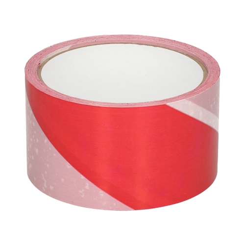 Taśma klejąca 50mmx33m biało-czerwona solvent ostrzegawcza