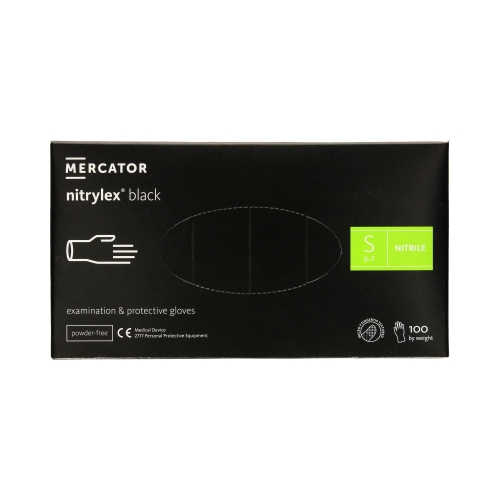 Rękawice nitrylowe bezpudrowe S czarne Nitrylex (100)