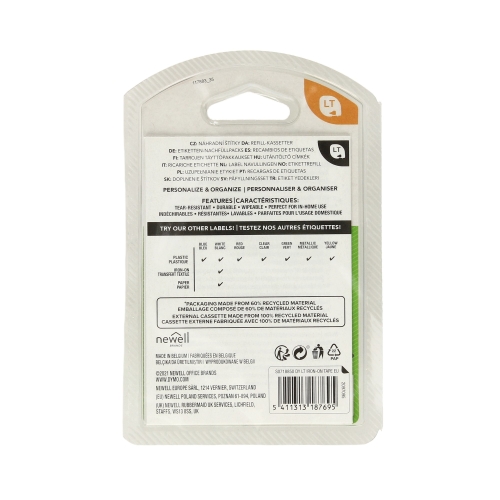 Taśma 12mmx2m czarno/biała do wprasowania Dymo