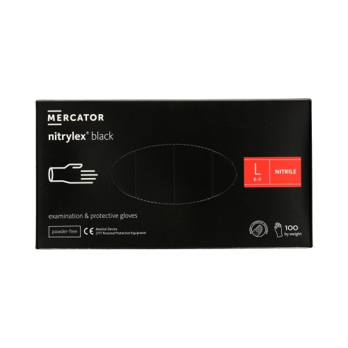 Rękawice nitrylowe bezpudrowe L czarne Nitrylex (100)