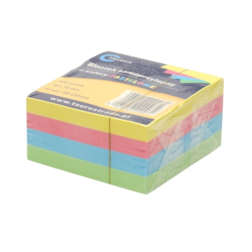 Karteczki samoprzylepne 76x76/400 4kol pastelowe Taurus