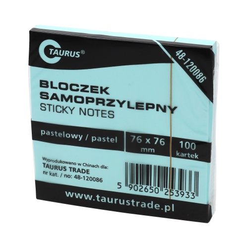 Karteczki samoprzylepne 76x76/100 pastel niebieski Taurus