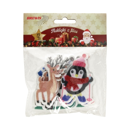 Naklejka filc Renifery/pingwiny Brewis - 12szt.