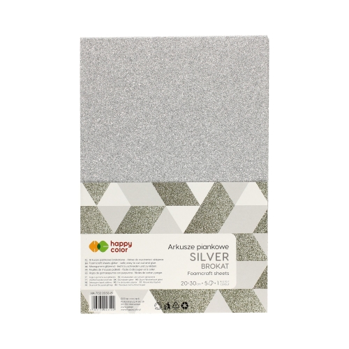 Arkusze piankowe A4/5 srebrne brokat Happy Color