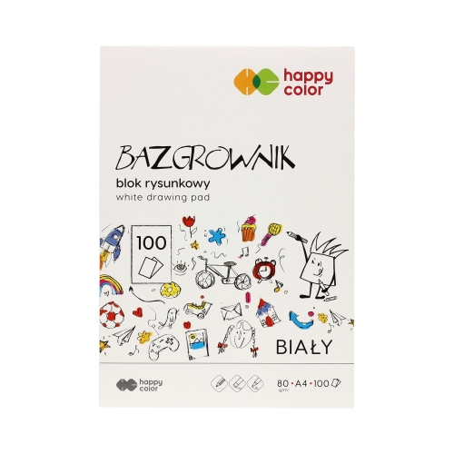 Blok rysunkowy A4/100 biały 80g Happy Color bazgrownik