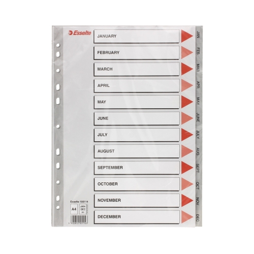 Przekładki PP A4 1-12 miesiące Esselte