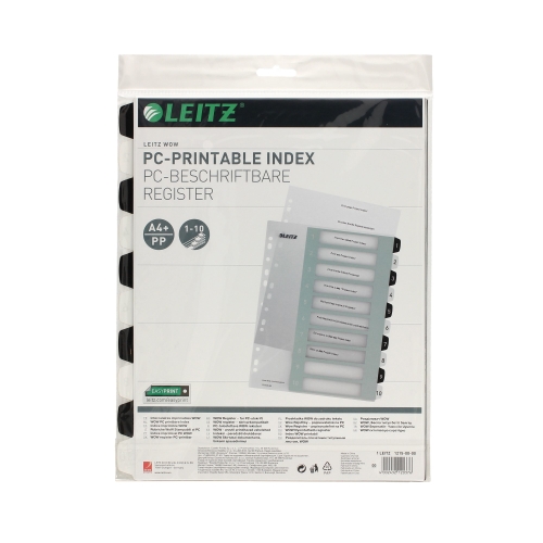 Przekładki PP A4 1-10 czarno/białe WOW Leitz