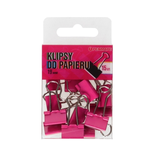 Klip 19mm 15szt. różowe Penmate