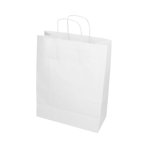 Torba papierowa 250x110x320 biała uszy skręcane