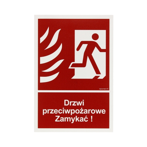 Znak Drzwi przeciwpożarowe Zamykać! kier/prawo 100x148 FN BB014